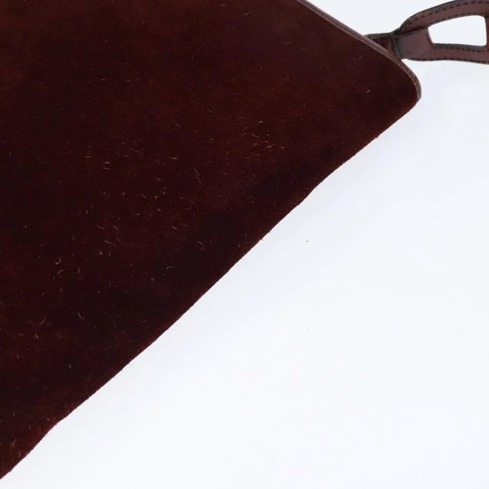 BALENCIAGA Shoulder Bag Suede Leather Bordeaux Gold Auth bs30414 - Picture 7 of 16